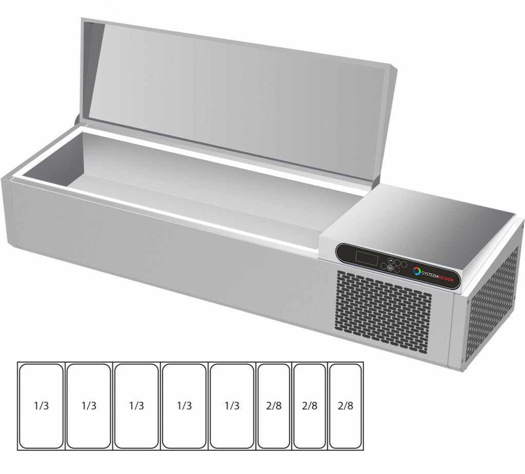 Systeemkeuken ingrediëntenkoeling, 5 GN 1/3 + 3 GN 2/8 + RVS deksel