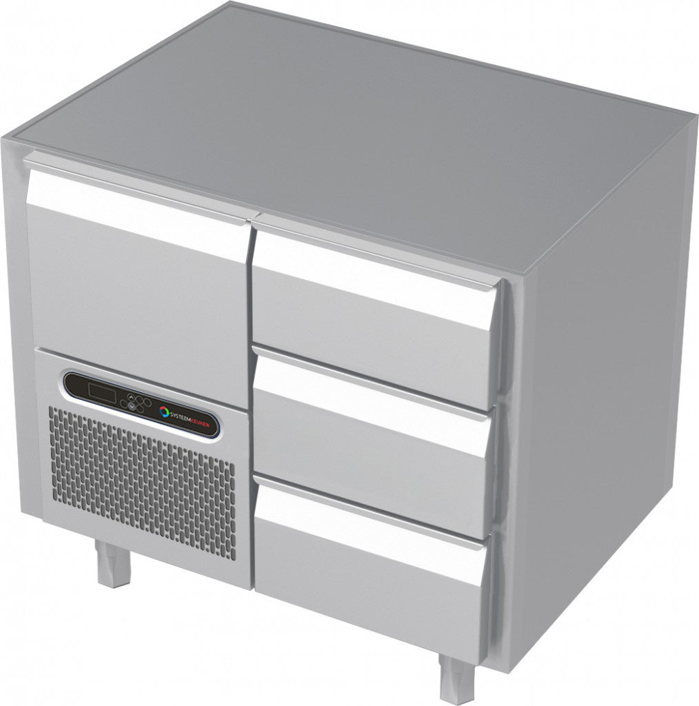 Systeemkeuken vrieswerkbank - 2 secties - motor + lade | 3 laden