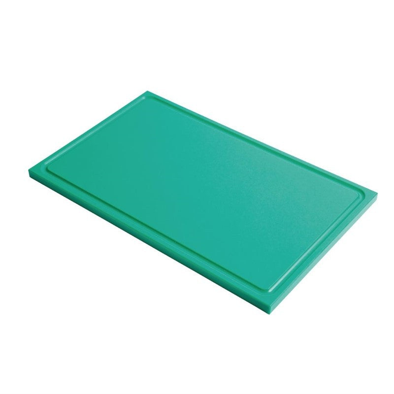 Gastronorm GN 1/1 HDPE Snijplank met geul groen