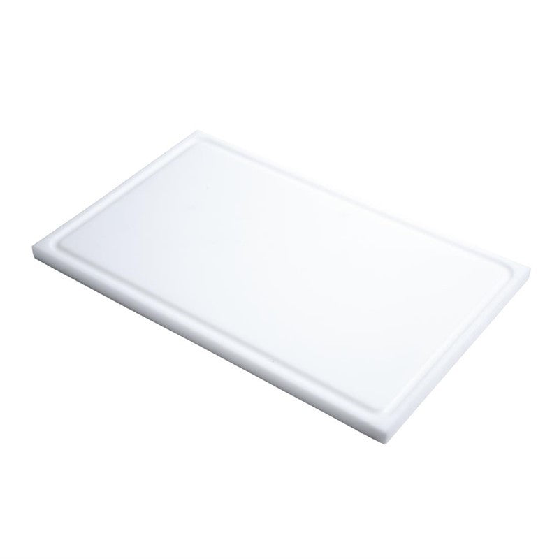 Gastronorm GN 1/1 HDPE Snijplank met geul wit