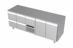 Systeemkeuken koelwerkbank - 5 secties - 2x 2 lade, motor+lade, 2x deur