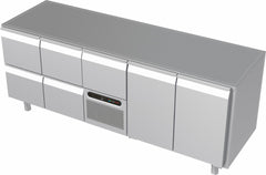 Systeemkeuken koelwerkbank - 5 secties - 2x 2 lade, motor+lade, 2x deur