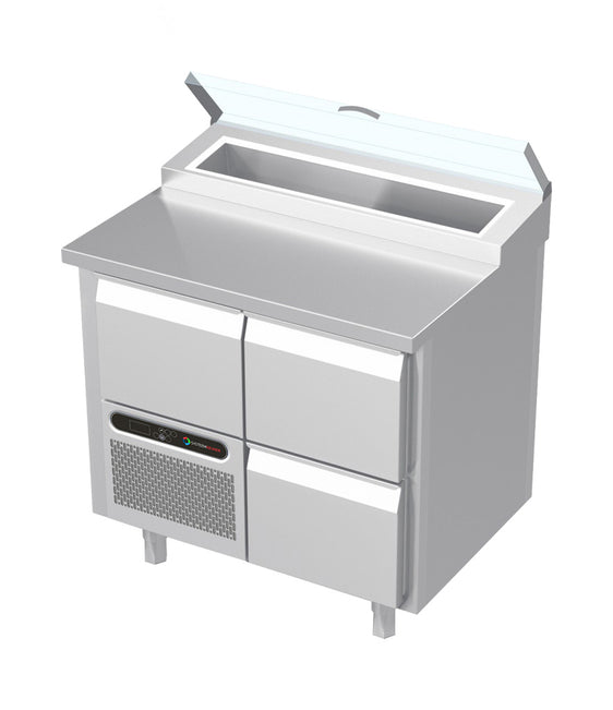 Systeemkeuken saladiëre - 2 secties - motor + lade | 2 lade