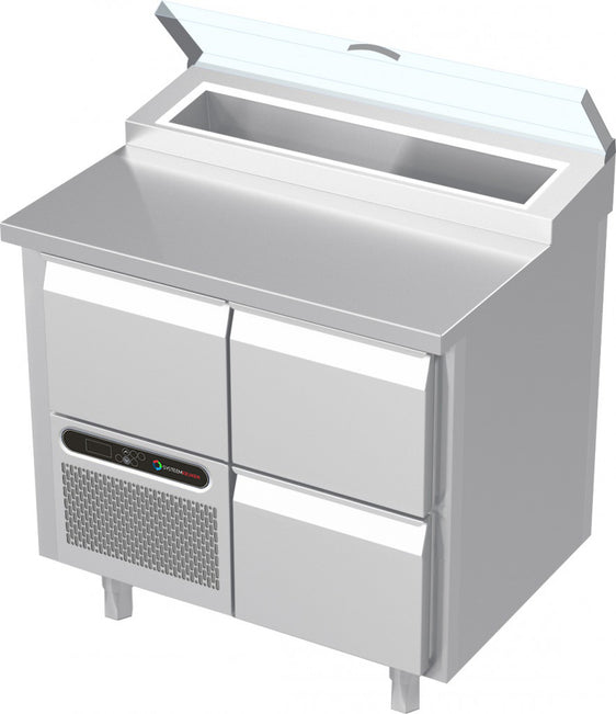 Systeemkeuken saladiëre - 2 secties - motor + lade | 2 lade