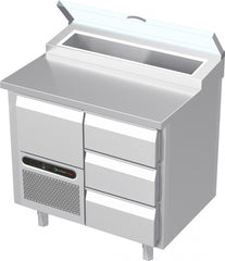 Systeemkeuken saladiëre - 2 secties - motor + lade | 3 lade