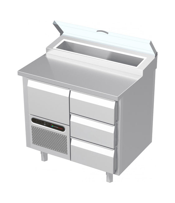 Systeemkeuken saladiëre - 2 secties - motor + lade | 3 lade