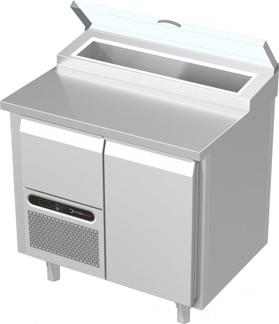 Systeemkeuken saladiëre - 2 secties - motor + lade | deur