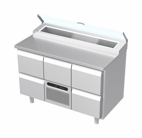 Systeemkeuken saladiëre - 3 secties - 2 lade | motor + lade | 2 lade