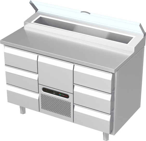 Systeemkeuken saladiëre - 3 secties - 3 lade | motor + lade | 3 lade