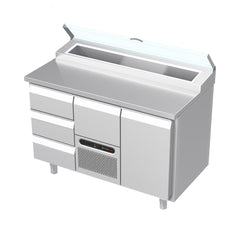 Systeemkeuken saladiëre - 3 secties - 3 lade | motor + lade | deur