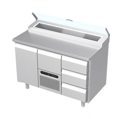 Systeemkeuken saladiëre - 3 secties - deur | motor + lade | 3 lade