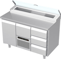 Systeemkeuken saladiëre - 3 secties - deur | motor + lade | 3 lade