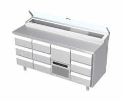 Systeemkeuken saladiëre - 4 secties - 2x 3 lade | motor + lade | 3 lade