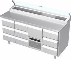 Systeemkeuken saladiëre - 4 secties - 2x 3 lade | motor + lade | 3 lade