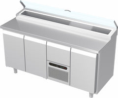Systeemkeuken saladiëre - 4 secties - deur | deur | motor + lade | deur