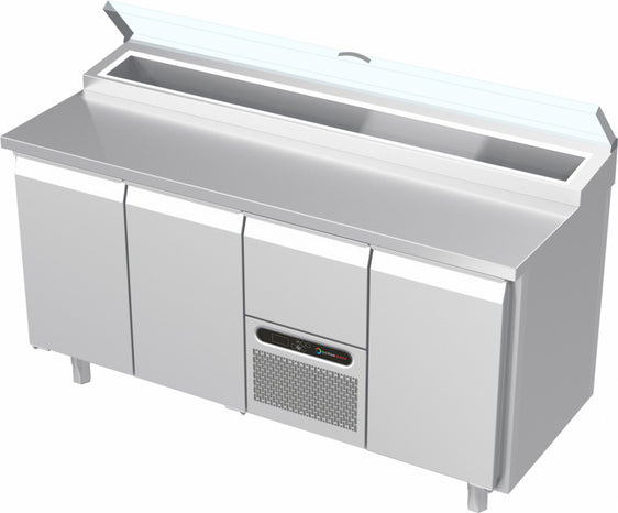 Systeemkeuken saladiëre - 4 secties - deur | deur | motor + lade | deur