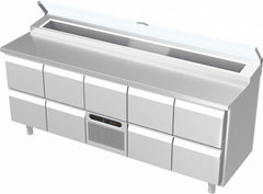 Systeemkeuken saladiëre - 5 secties - 2x 2 lade, motor + lade, 2x 2 lade