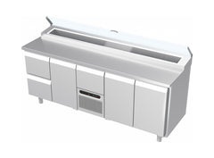 Systeemkeuken saladiëre - 5 secties - 2 lade, deur, motor + lade, 2x deur