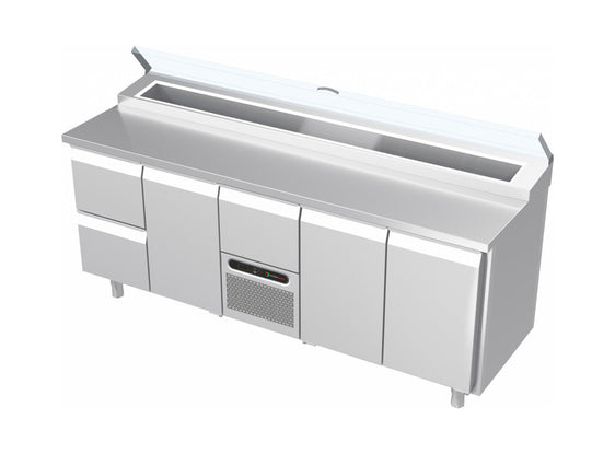 Systeemkeuken saladiëre - 5 secties - 2 lade, deur, motor + lade, 2x deur
