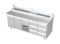 Systeemkeuken saladiëre - 5 secties - 2x deur | motor + lade, 2x 3 lade