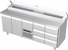 Systeemkeuken saladiëre - 5 secties - 2x deur | motor + lade, 2x 3 lade