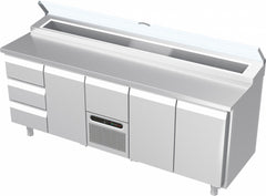 Systeemkeuken saladiëre - 5 secties - 3 lade, deur, motor + lade, 2x deur