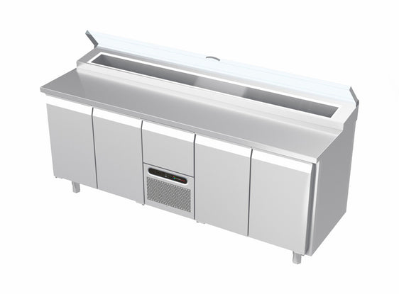 Systeemkeuken saladiëre - 5 secties - 2x deur, motor + lade, 2x deur
