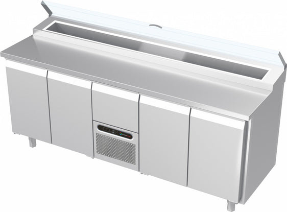 Systeemkeuken saladiëre - 5 secties - 2x deur, motor + lade, 2x deur